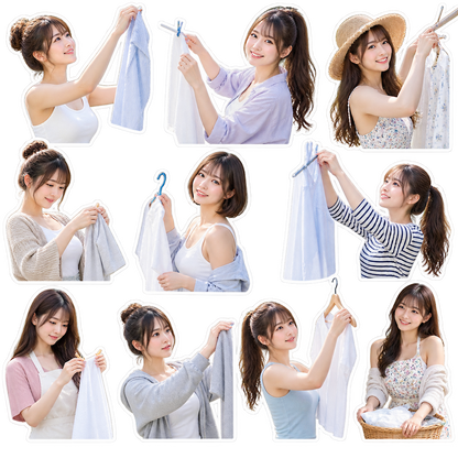 女性の日常 リアル＆イラスト画像ステッカー