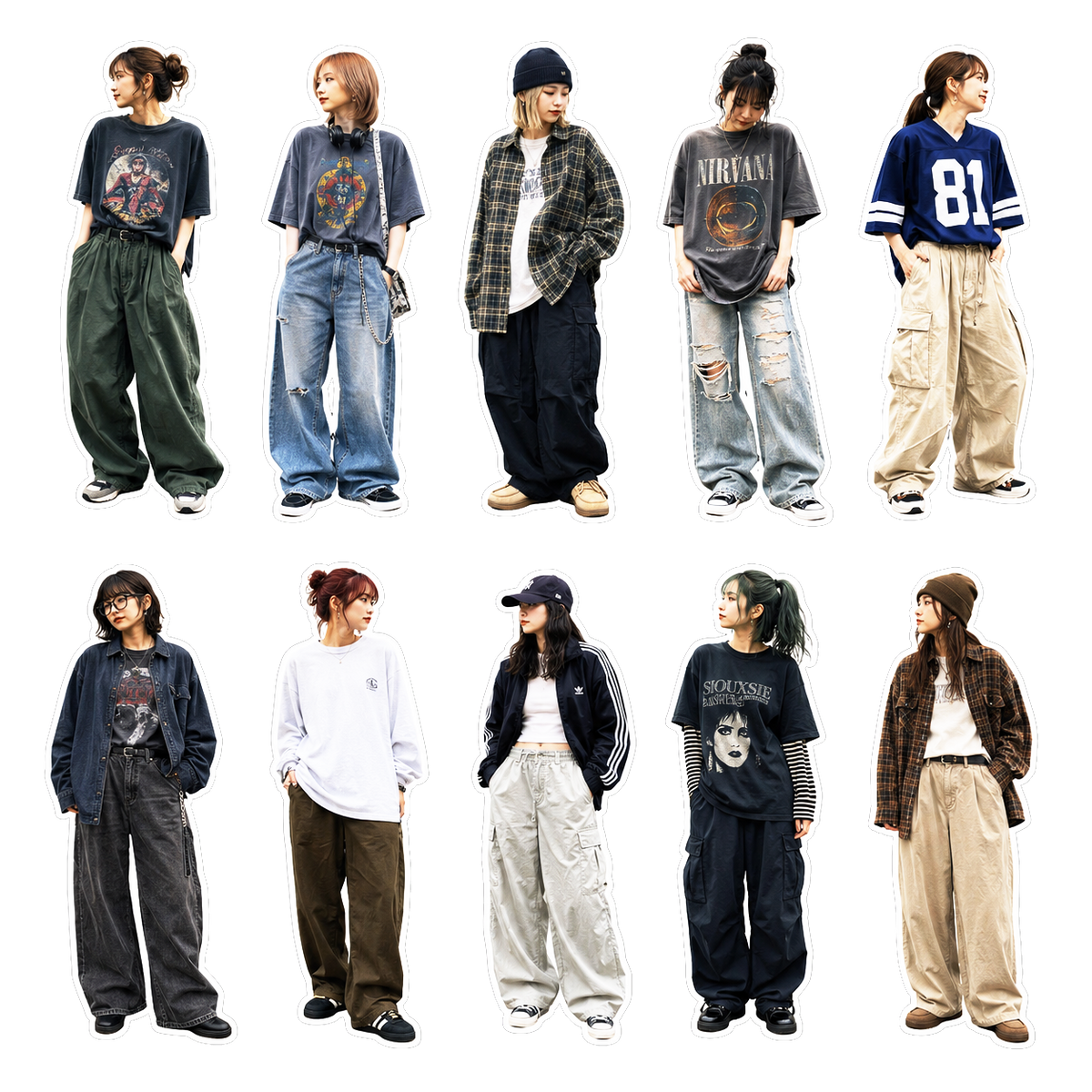 AI woman sheet style sticker(AI女性 シート画像ステッカー）