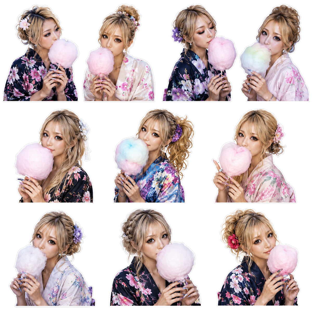 AI woman sheet style stickerⅡ(AI女性 シート画像ステッカー2）