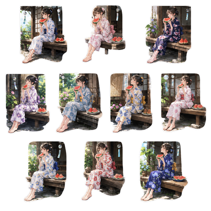 AI woman sheet illustration style sticker(AI女性 シートイラスト画像ステッカー）