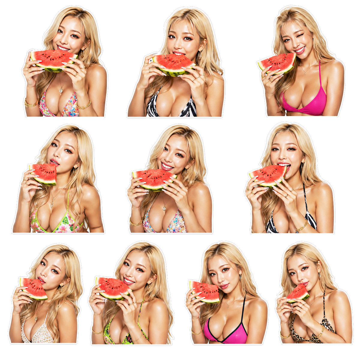 AI woman sheet style stickerⅡ(AI女性 シート画像ステッカー2）