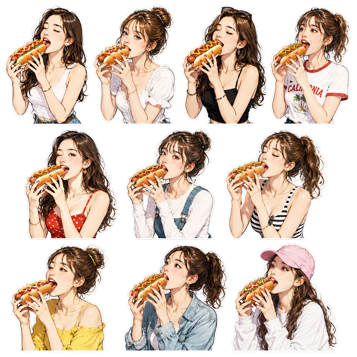 AI woman sheet illustration style sticker(AI女性 シートイラスト画像ステッカー）