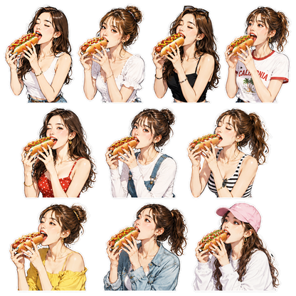 AI woman sheet illustration style sticker(AI女性 シートイラスト画像ステッカー）