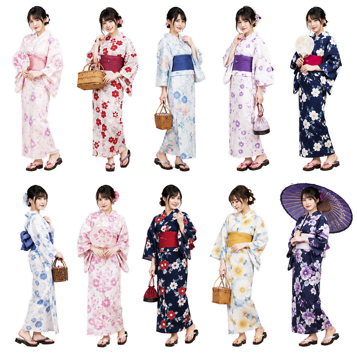 AI woman sheet style sticker(AI女性 シート画像ステッカー）