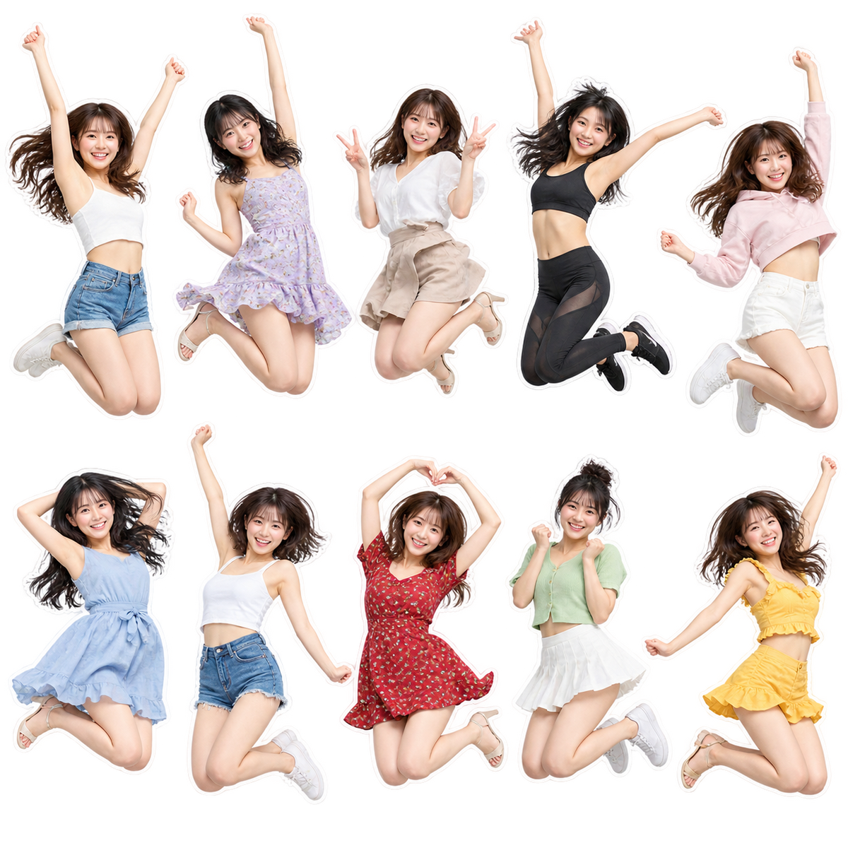 AI woman sheet style stickerⅡ(AI女性 シート画像ステッカー2）